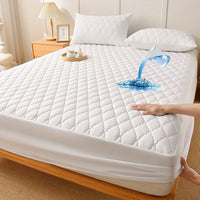 Luxury Soft Comfort Waterproof Mattress Protector - Fitted Quilted Pad with Hypoallergenic Polyurethane Filling, 100% Polyester Cover, Machine Washable, Breathable, Allergy Protection for Bedroom and Hotel - Single, Double Si