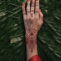 Red Henna Temporary Tattoos, Lace & Mandala Floral Patterns