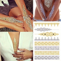 Metallic Golden Henna Temporary Tattoos - Waterproof - 1 Sheet