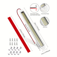 MERTTURM 12V LED Interior Light Bar with On/Off Switch, 120 LEDs 1500LM, White Housing, Mounting Brackets Included - Perfect for Enclosed Trailers, Cars, RVs, Vans, Trucks, Campers, Boats, Caravans - 4pcs