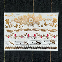 Metallic Golden Henna Temporary Tattoos - Waterproof - 1 Sheet