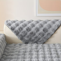 Luxurious Faux Rabbit Fur Sofa Cover - Soft, Thick Plush Slipcover for Cozy Winter Warmth - Pet-Friendly, Machine Washable - Fits Single to Four-Seater Sofas - Perfect for Living Room, Bedroom, Office Decor