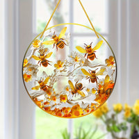 Bee Sun Catcher, Colored Window Hanging, Round Acrylic (15cm*15cm/6in*6in)