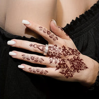 Red Henna Lace Floral Pattern Temporary Tattoos for Hand - 4-Pack