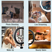 LED Selfie Ring Light with Tripod Stand & Flexible Phone Holder - USB Powered - 12-Inch