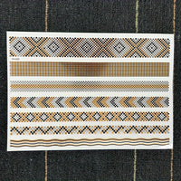 Metallic Golden Henna Temporary Tattoos - Waterproof - 1 Sheet