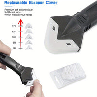 1 Set 3-in-1 Silicone Caulking Tool with Stainless Steel Head, Sealant Cleaner, Grower Scraper, and Glue Board with 5 Interchangeable Pads