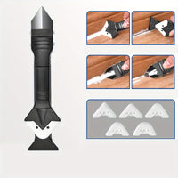 1 Set 3-in-1 Silicone Caulking Tool with Stainless Steel Head, Sealant Cleaner, Grower Scraper, and Glue Board with 5 Interchangeable Pads