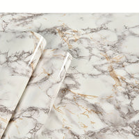 1 Roll Self-Adhesive Marble Vinyl Wallpaper, Thicker Glossy Finish, Stone And Wood Style, Waterproof Oil-Proof, Renovation Stickers For Kitchen Bathroom TV Background Wall, Vinyl Material