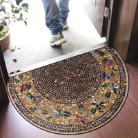 Luxury Retro Ethnic Style Semi-Circular Welcome Mat, Crystal Velvet with Starry Sky Design, 1000g/m² Weight, 6mm Thickness, Dust-Proof and Soil-Scraping Entrance Mat, Non-Slip Home Decor Mat, Indoor Welcome Mat | Starry Sky