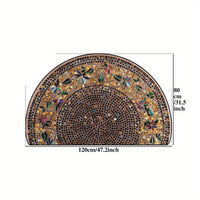 Luxury Retro Ethnic Style Semi-Circular Welcome Mat, Crystal Velvet with Starry Sky Design, 1000g/m² Weight, 6mm Thickness, Dust-Proof and Soil-Scraping Entrance Mat, Non-Slip Home Decor Mat, Indoor Welcome Mat | Starry Sky
