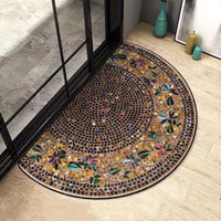Luxury Retro Ethnic Style Semi-Circular Welcome Mat, Crystal Velvet with Starry Sky Design, 1000g/m² Weight, 6mm Thickness, Dust-Proof and Soil-Scraping Entrance Mat, Non-Slip Home Decor Mat, Indoor Welcome Mat | Starry Sky