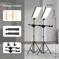 LED Video Light Kit - Dimmable with Tripod Stand & Phone Holder