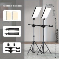 LED Video Light Kit - Dimmable with Tripod Stand & Phone Holder