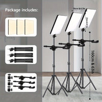 LED Video Light Kit - Dimmable with Tripod Stand & Phone Holder