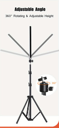 LED Video Light Kit - Dimmable with Tripod Stand & Phone Holder