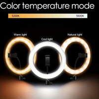 LED Selfie Ring Light with Tripod Stand & Flexible Phone Holder - USB Powered - 12-Inch