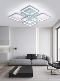 Modern LED Ceiling Light Fixture - Dimmable Metal Semi Flush Mount with Remote, Acrylic Shade, Infrared Sensor, 110-240V Hard-Wired Indoor Lighting for Living Room, Bedroom, Study - No Battery Required