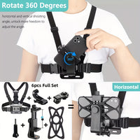 Adjustable Action Camera Chest Harness with Smartphone Holder for Sports Cam