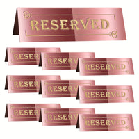 10pcs Elegant Golden Acrylic "Reserved" Table Signs - Waterproof, Double-Sided with Decorative Arrows, Perfect for Weddings, Parties, Restaurants & Meetings