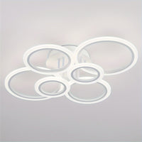 Modern 6-Ring LED Ceiling Light Fixture, Dimmable Flush Mount Indoor Lighting with Remote Control, Minimalist Design for Living Room, Bedroom, Office, Kitchen - 85V-265V Hardwired LED Lights