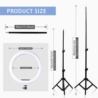 LED Selfie Ring Light - Extendable Tripod, 39cm