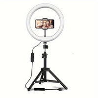 LED Selfie Ring Light with Tripod Stand & Flexible Phone Holder - USB Powered - 12-Inch