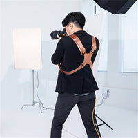 Leather Dual Camera Harness, Professional Photographer Adjustable Shoulder Straps