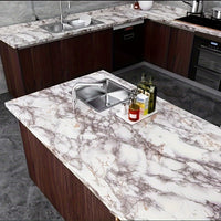 1 Roll Self-Adhesive Marble Vinyl Wallpaper, Thicker Glossy Finish, Stone And Wood Style, Waterproof Oil-Proof, Renovation Stickers For Kitchen Bathroom TV Background Wall, Vinyl Material