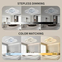 Modern LED Ceiling Light Fixture - Dimmable Metal Semi Flush Mount with Remote, Acrylic Shade, Infrared Sensor, 110-240V Hard-Wired Indoor Lighting for Living Room, Bedroom, Study - No Battery Required