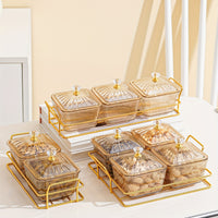 Luxurious Amber Golden-Trimmed Snack Serving Set - 30.48cm Plastic Dried Fruit & Nut Bowls for Weddings, Birthdays, Graduations, and Festivals, Beaded Decorations, Small Food Dishes