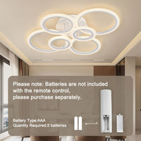 Modern 6-Ring LED Ceiling Light Fixture, Dimmable Flush Mount Indoor Lighting with Remote Control, Minimalist Design for Living Room, Bedroom, Office, Kitchen - 85V-265V Hardwired LED Lights