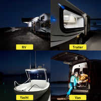 MERTTURM 12V LED Interior Light Bar with On/Off Switch, 120 LEDs 1500LM, White Housing, Mounting Brackets Included - Perfect for Enclosed Trailers, Cars, RVs, Vans, Trucks, Campers, Boats, Caravans - 4pcs