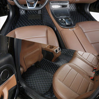 Luxury PU Leather Car Floor Mats - All-Weather Protection, Diamond Quilted Design