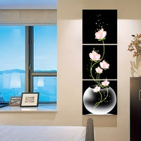 Pink Flower Square Canvas Painting Wall Art Picture - 3pcs