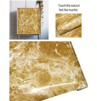 1 Roll Self-Adhesive Marble Vinyl Wallpaper, Thicker Glossy Finish, Stone And Wood Style, Waterproof Oil-Proof, Renovation Stickers For Kitchen Bathroom TV Background Wall, Vinyl Material