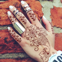 Red Henna Lace Floral Pattern Temporary Tattoos for Hand - 4-Pack