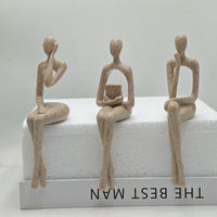 Resin three kinds of sitting posture combination abstract figure statue