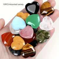 10pcs Hand-Carved Heart-Shaped Quartz Crystal