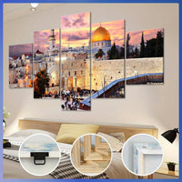 Wooden Framed Canvas, The Urban Landscape Of Jerusalem Theme Poster - 5pcs