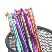 8pcs/12pcs Aluminum Oxide Crochet Knitting Tools Colorful Single Crochet Sweater Needles Aluminum Crochet Needles