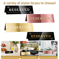 10pcs Elegant Golden Acrylic "Reserved" Table Signs - Waterproof, Double-Sided with Decorative Arrows, Perfect for Weddings, Parties, Restaurants & Meetings
