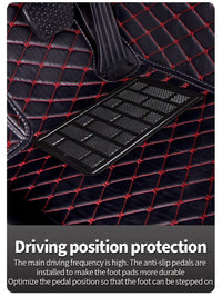 Luxury PU Leather Car Floor Mats - All-Weather Protection, Diamond Quilted Design