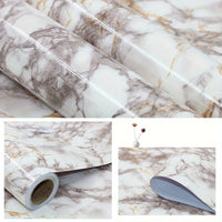 1 Roll Self-Adhesive Marble Vinyl Wallpaper, Thicker Glossy Finish, Stone And Wood Style, Waterproof Oil-Proof, Renovation Stickers For Kitchen Bathroom TV Background Wall, Vinyl Material