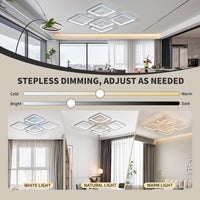 Modern LED Ceiling Light Fixture - Dimmable Metal Semi Flush Mount with Remote, Acrylic Shade, Infrared Sensor, 110-240V Hard-Wired Indoor Lighting for Living Room, Bedroom, Study - No Battery Required