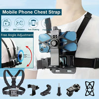 Adjustable Action Camera Chest Harness with Smartphone Holder for Sports Cam