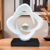 Luxury Resin Art Sculpture with Blue & Golden Glossy Finish – Elegant Abstract Design for Living Room, Wine Cabinet, TV Stand, or Office Decor