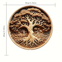 8-Pack Tree of Life Wooden Coasters, 9.98cm, Heat-Resistant, Colorful Design, for Drinks, Tea, Coffee, Home & Restaurant Decor, Ideal Gift, Hand Wash Only