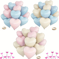 Heart-Shaped Foil Balloons, Mixed Pink & Beige - 10pcs