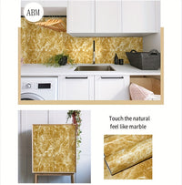 1 Roll Self-Adhesive Marble Vinyl Wallpaper, Thicker Glossy Finish, Stone And Wood Style, Waterproof Oil-Proof, Renovation Stickers For Kitchen Bathroom TV Background Wall, Vinyl Material